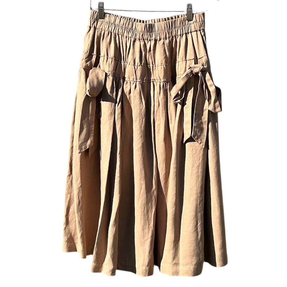 BITTE KAI RAND Sz S Brown Nutmeg Kumamoto‎ Linen Blend Lagenlook A-Line Skirt